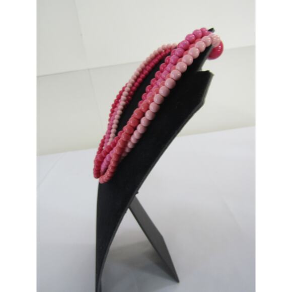 Pink 5 Strand Collar Bead Necklace 14" VTG Cottagecore Whimsical VTG - Picture 2 of 4